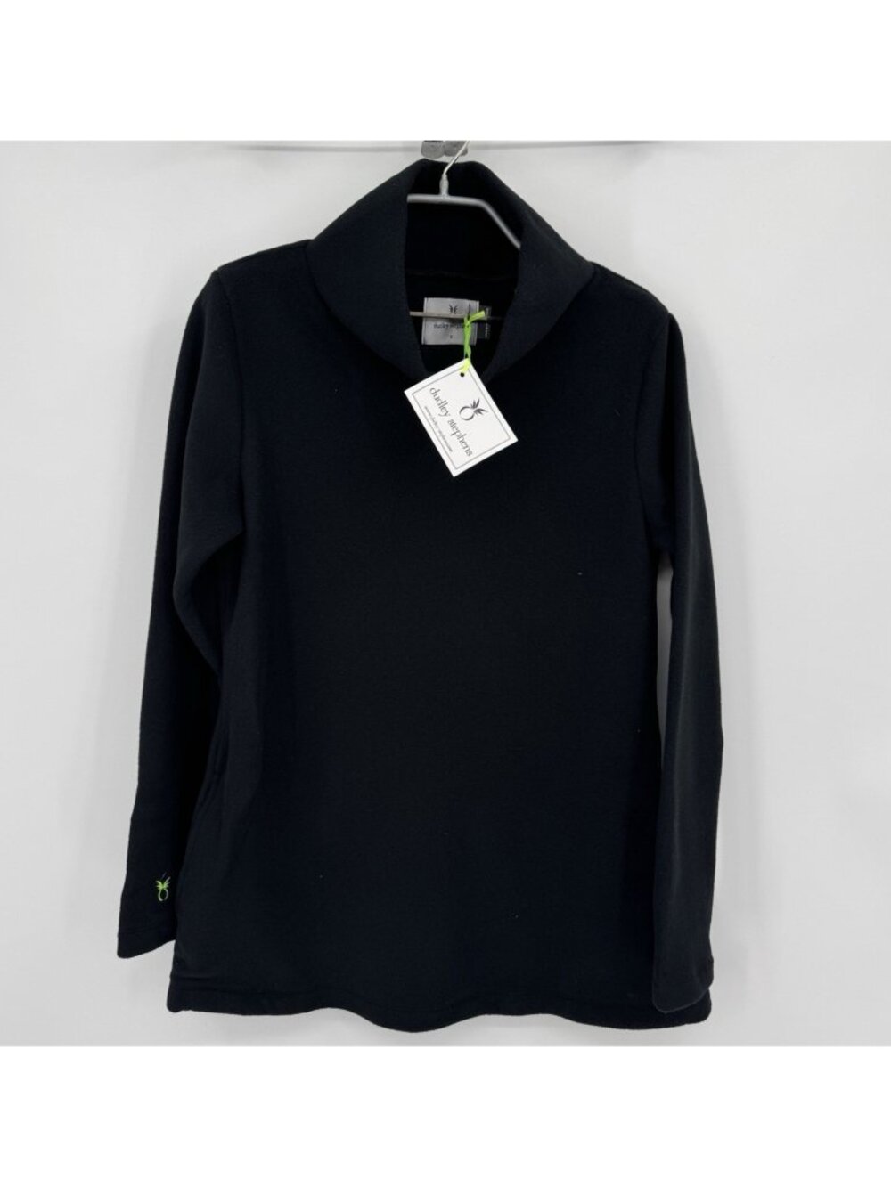 Dudley Stephens Cobble Hill Tunic Turtleneck Sweater Black Fleece size S Small